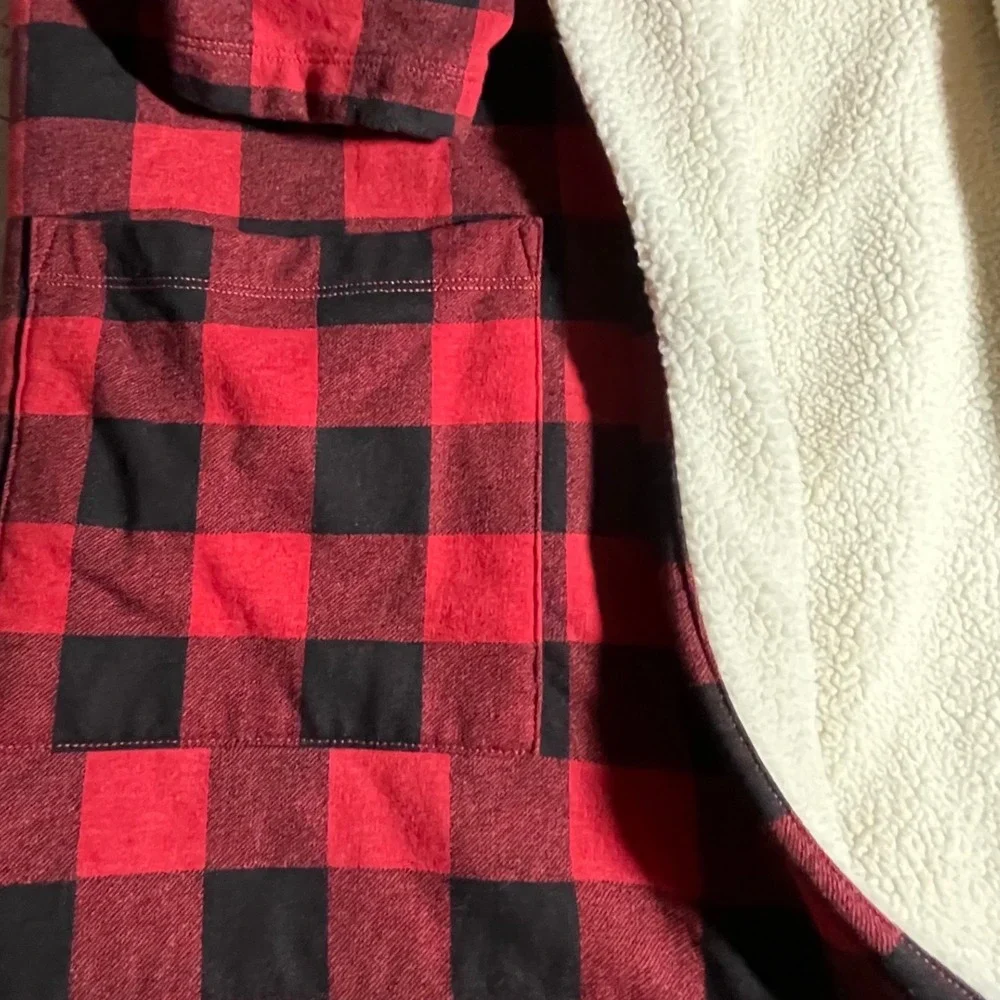 Eddie Bauer Plaid Sherpa Lined Robe Coat Womens XL Red Black Buffalo Check‎